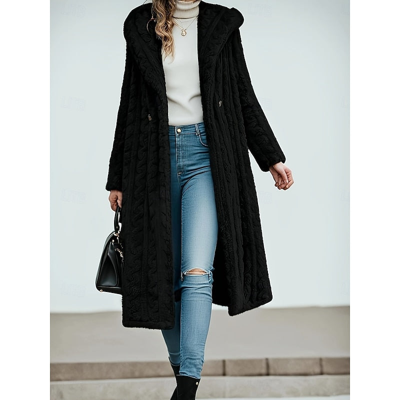 Verity | Plush Hooded Longline Coat