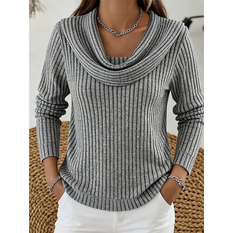 Imogen | Cowl Neck Ribbed Sweater