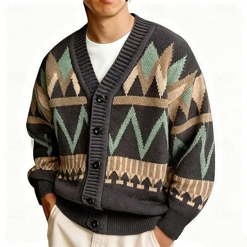 Otis | Christmas Patterned V-Neck Cardigan