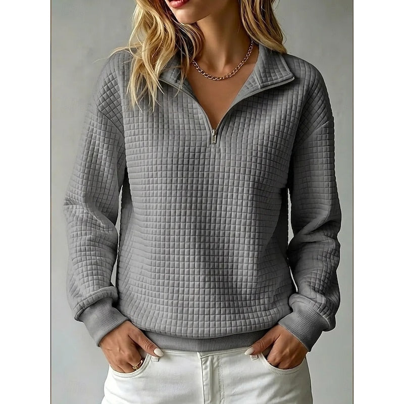 Elaine | Textured Half-Zip Sweatshirt