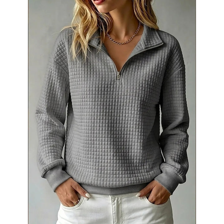Elaine | Textured Half-Zip Sweatshirt
