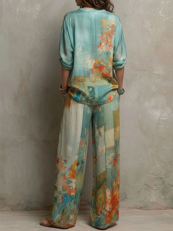 Yvonne | Floral Wide-Leg Two-Piece Set