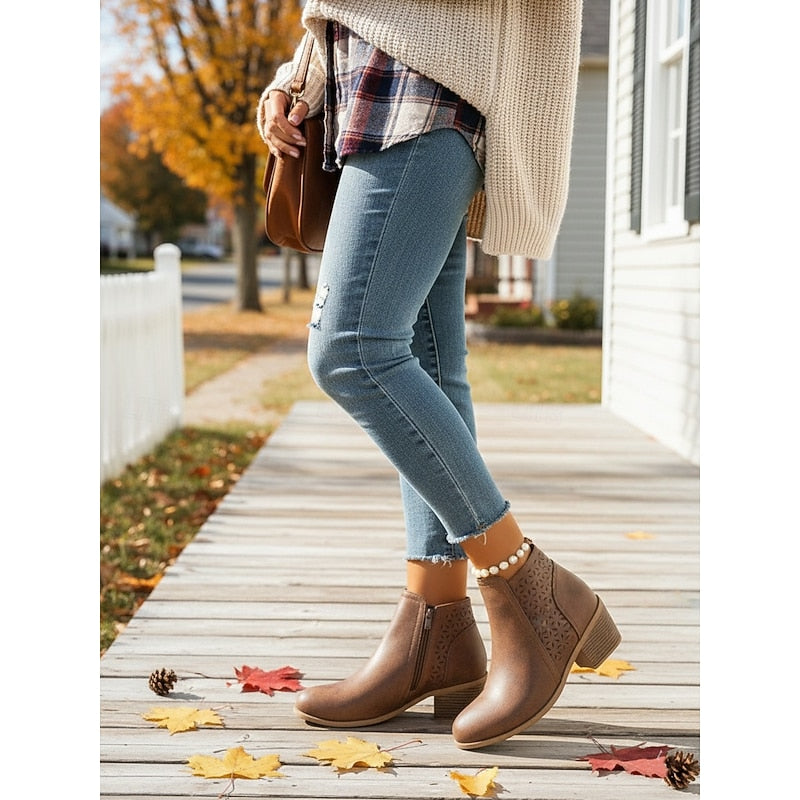 Cassandra | Cutout Block-Heel Ankle Boots