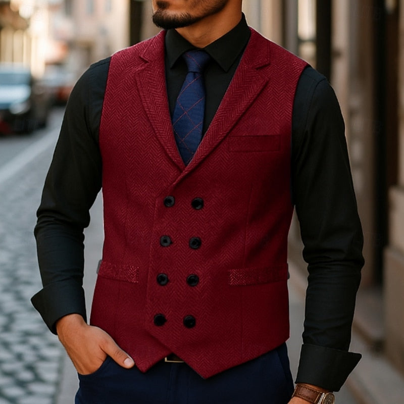 Rupert | Double-Breasted Herringbone Vest