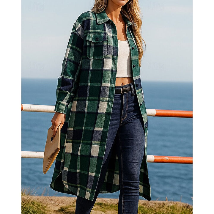 Elsie | Longline Checkered Coat