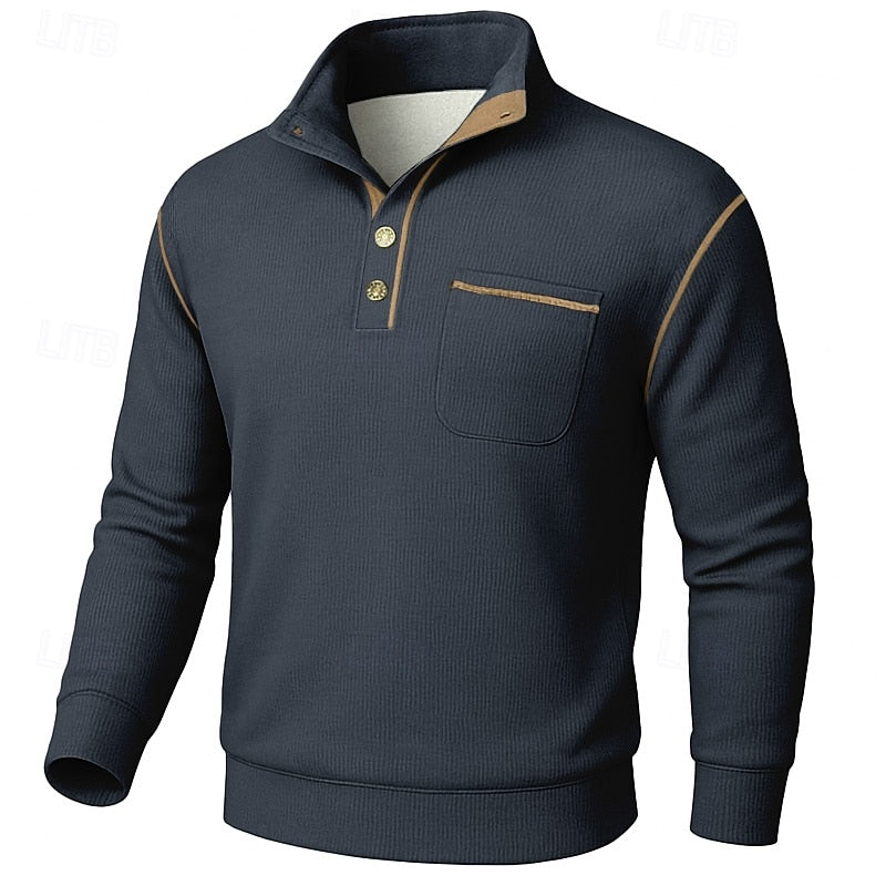 Byron | Button-Up Standing Collar Pullover