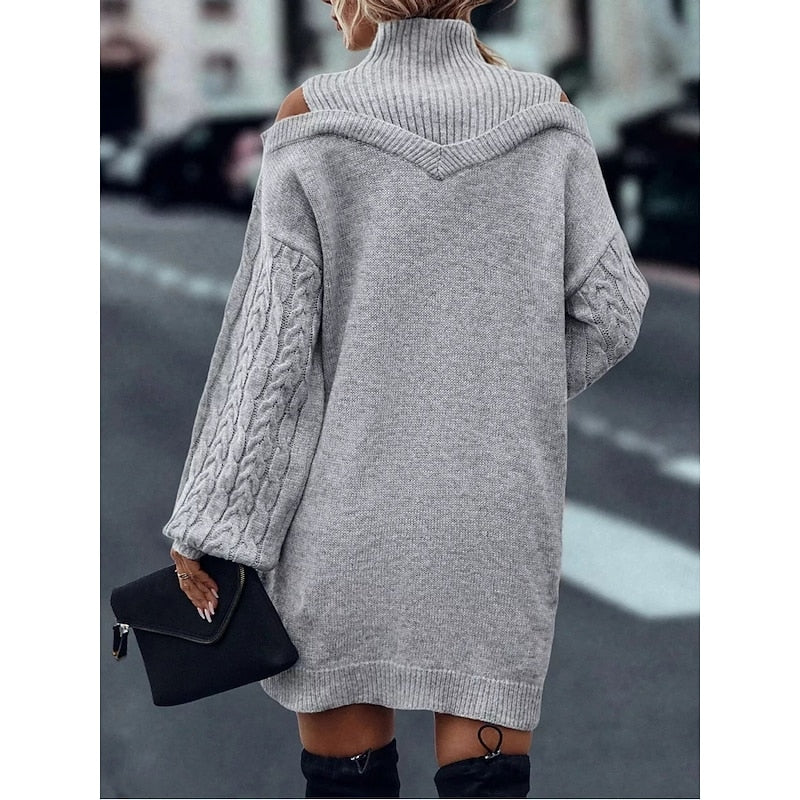 Thalia | Cold-Shoulder Turtleneck Sweater Dress