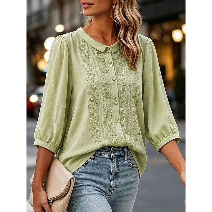 Katherine | Embroidered Peter Pan Collar Blouse