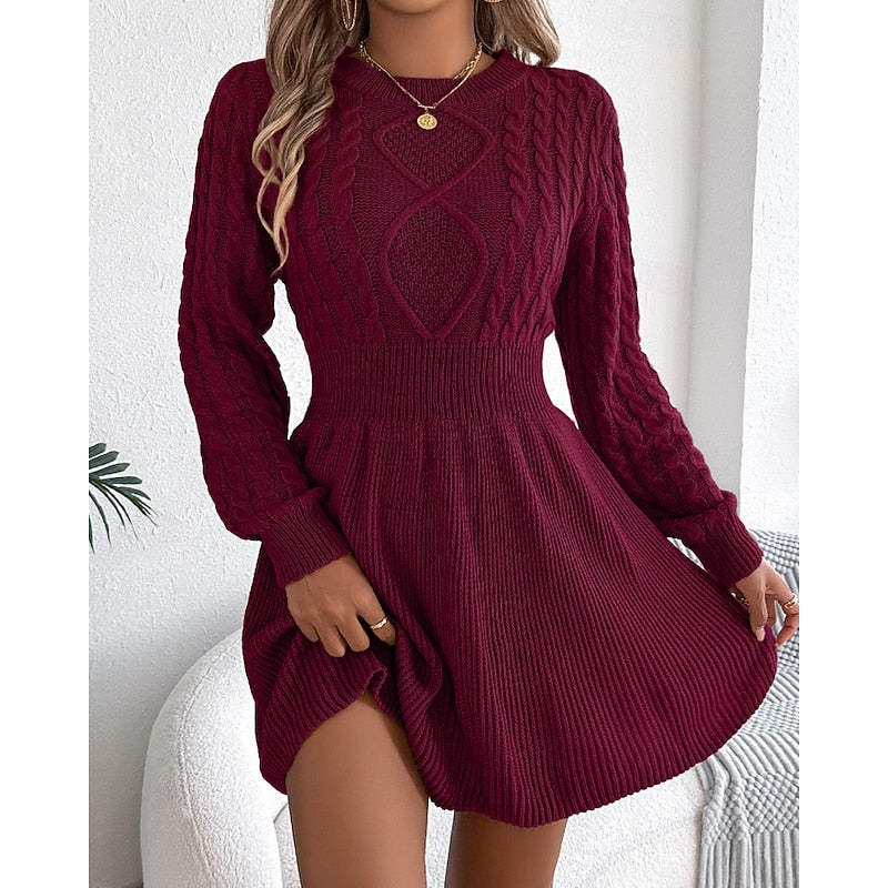 Winifred | Cable-Knit Christmas Sweater Dress