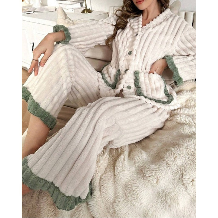 Whitney | Cozy Ruffle-Trim Two-Piece Set