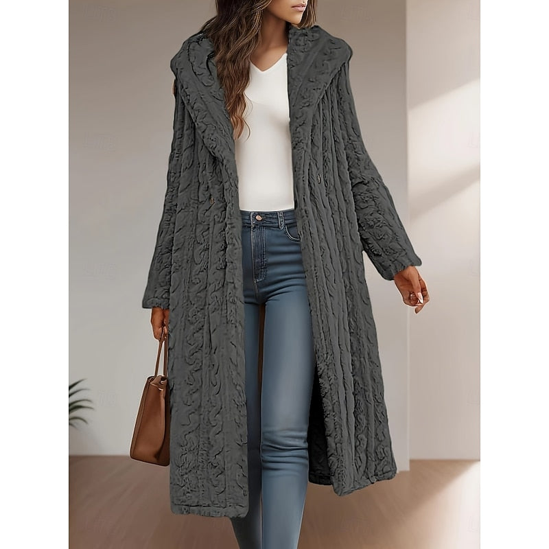 Verity | Plush Hooded Longline Coat