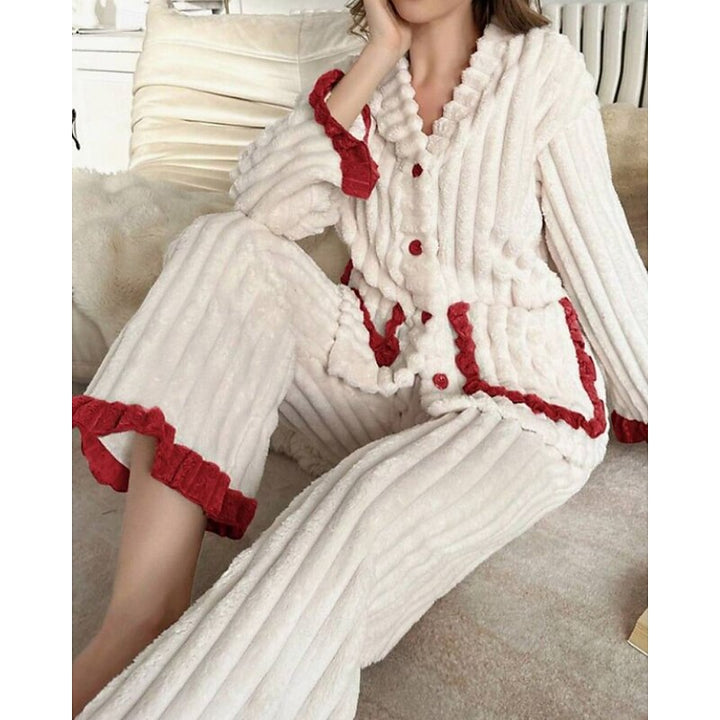 Whitney | Cozy Ruffle-Trim Two-Piece Set