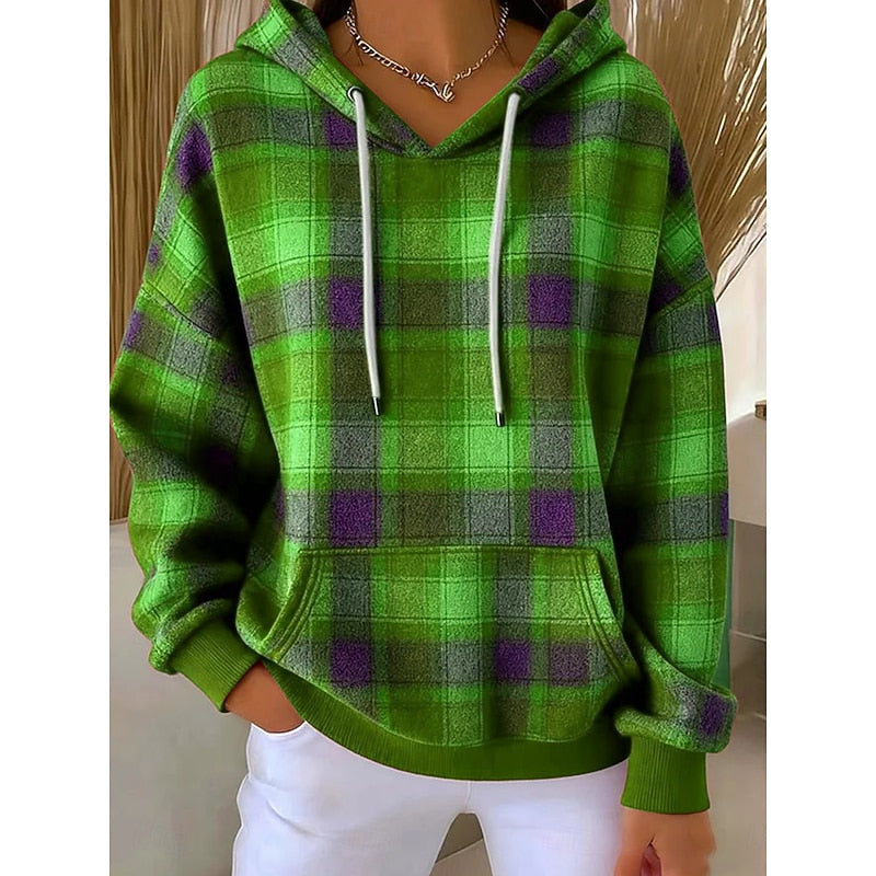 Marnie | Cozy Checked Pullover Hoodie
