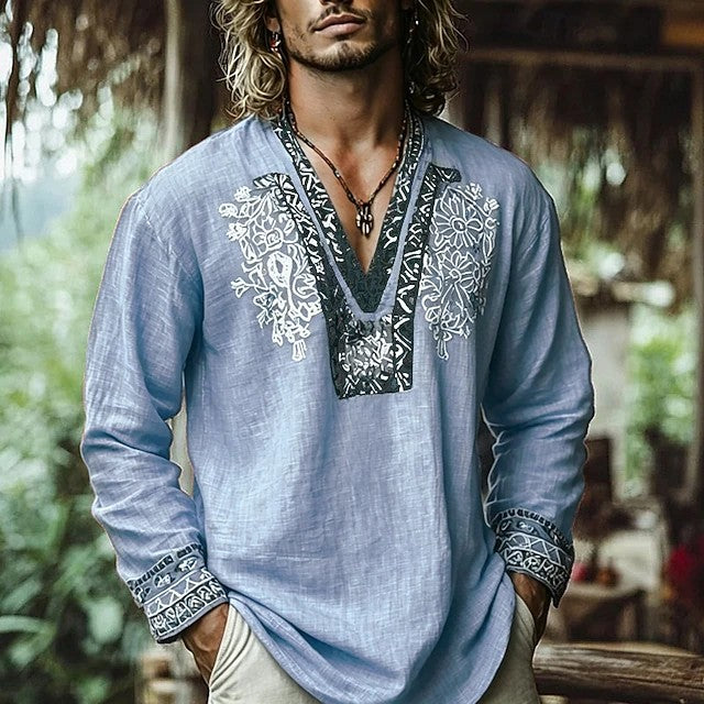 Julian | Embroidered V-Neck Tunic Shirt