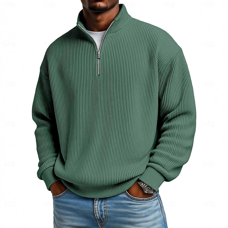 Gareth | Ribbed Quarter-Zip Pullover