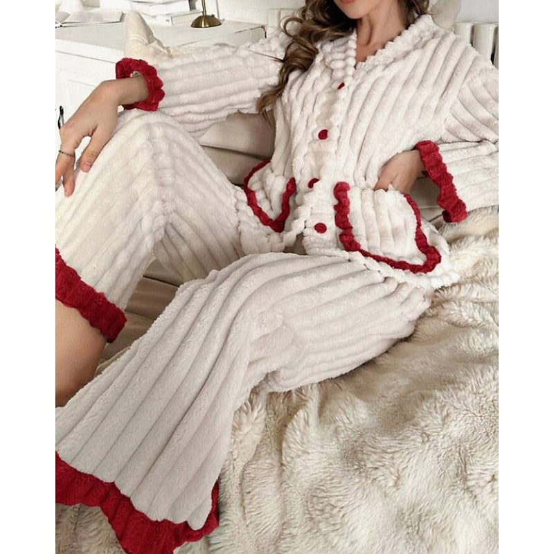 Whitney | Cozy Ruffle-Trim Two-Piece Set