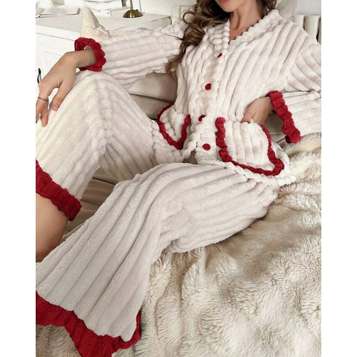 Whitney | Cozy Ruffle-Trim Two-Piece Set