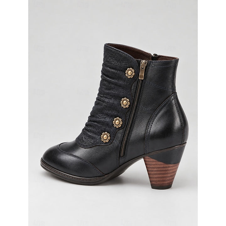 Bernadette | Ruched Button Ankle Boots