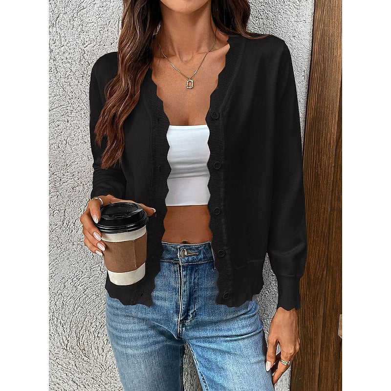 Sloane | Scalloped-Edge Button Cardigan