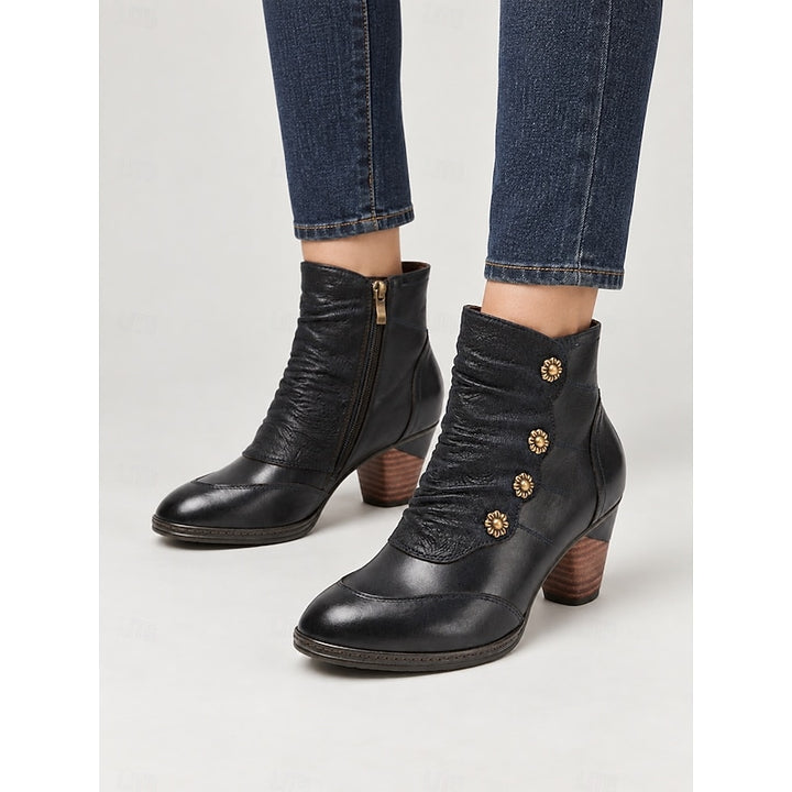 Bernadette | Ruched Button Ankle Boots