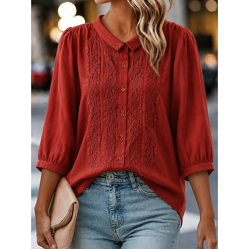 Katherine | Embroidered Peter Pan Collar Blouse