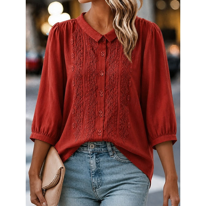 Katherine | Embroidered Peter Pan Collar Blouse
