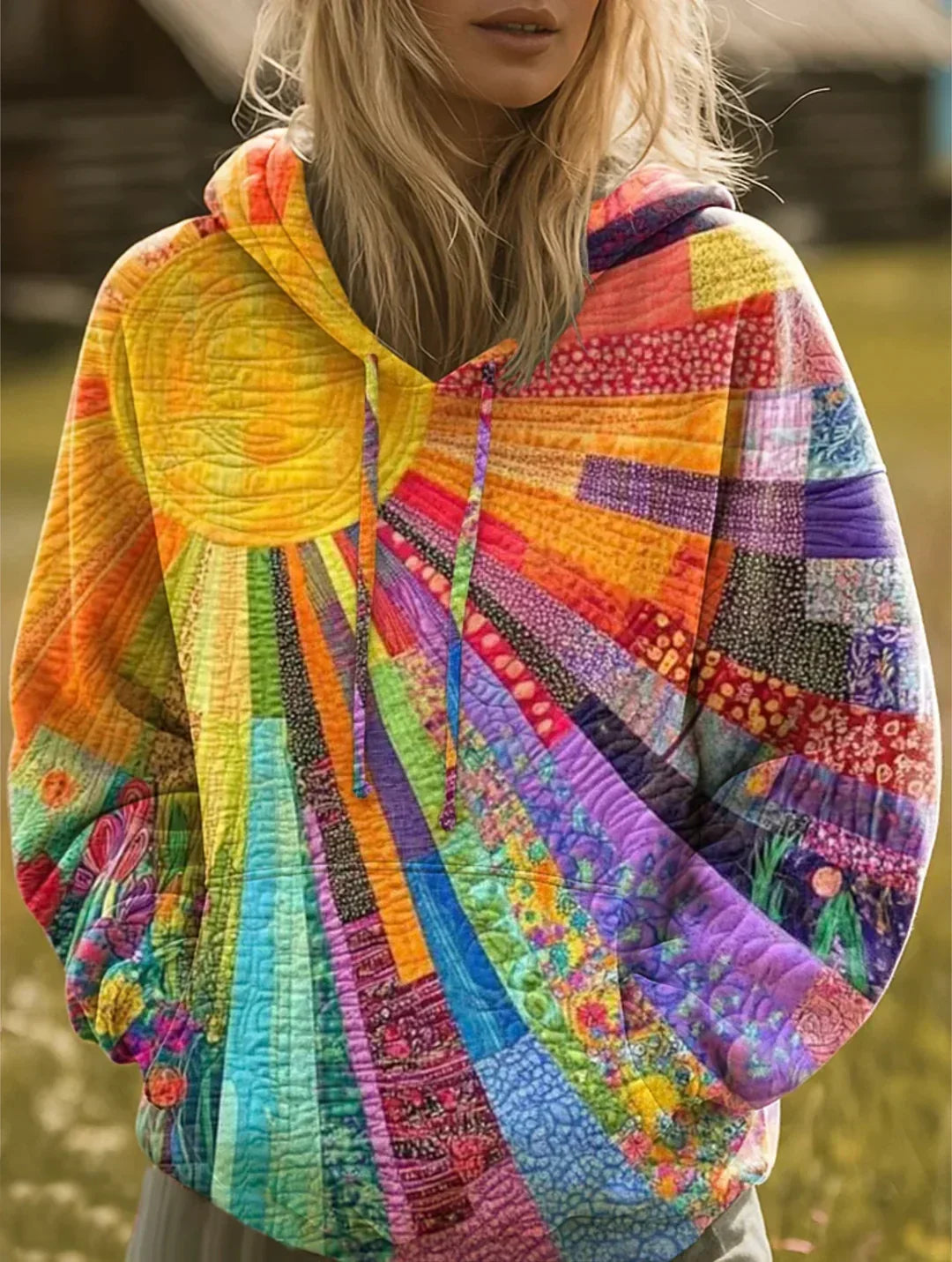 Marina | Sunburst Patchwork Bohemian Hoodie