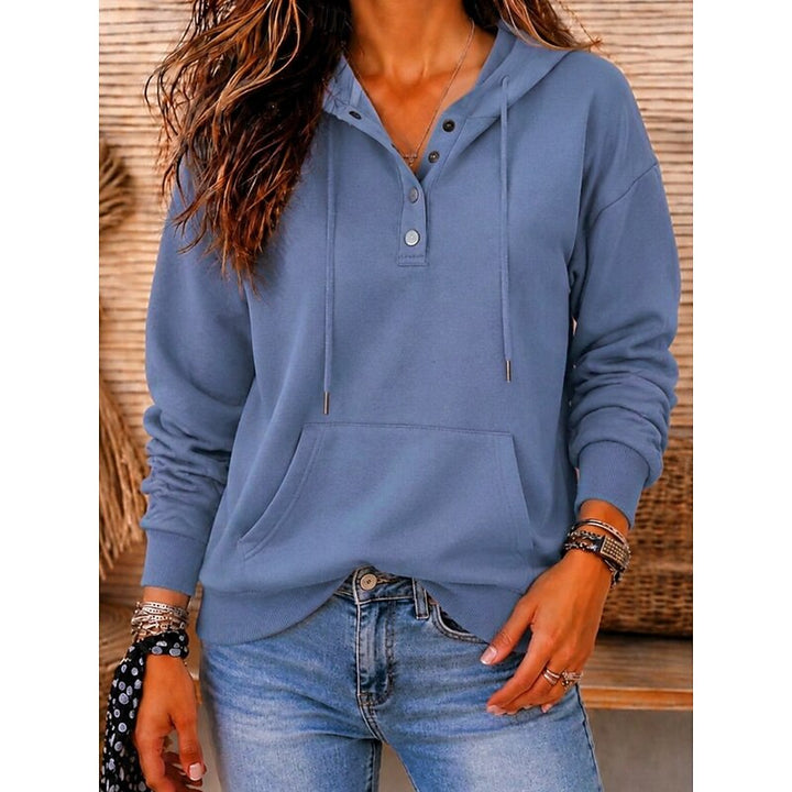 Loretta | Relaxed Button-Neck Hoodie
