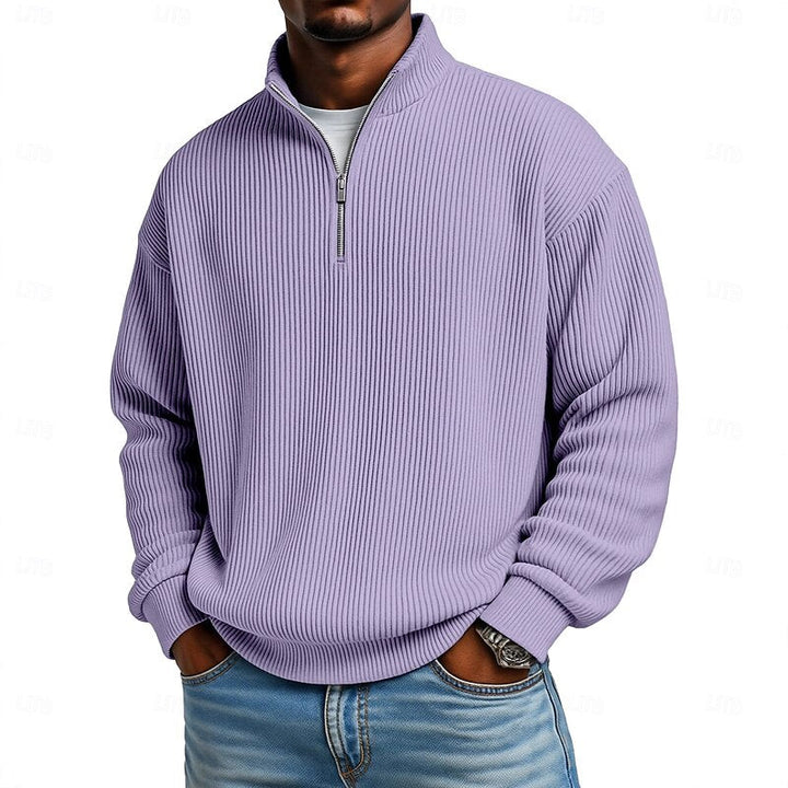 Gareth | Ribbed Quarter-Zip Pullover