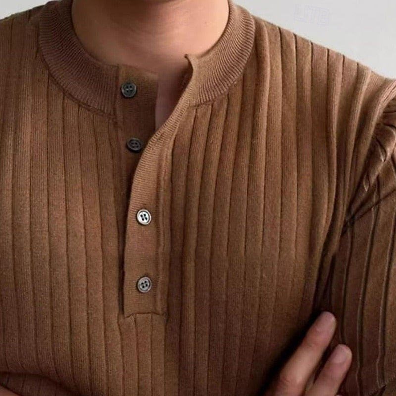 Quentin | Ribbed Henley Sweater