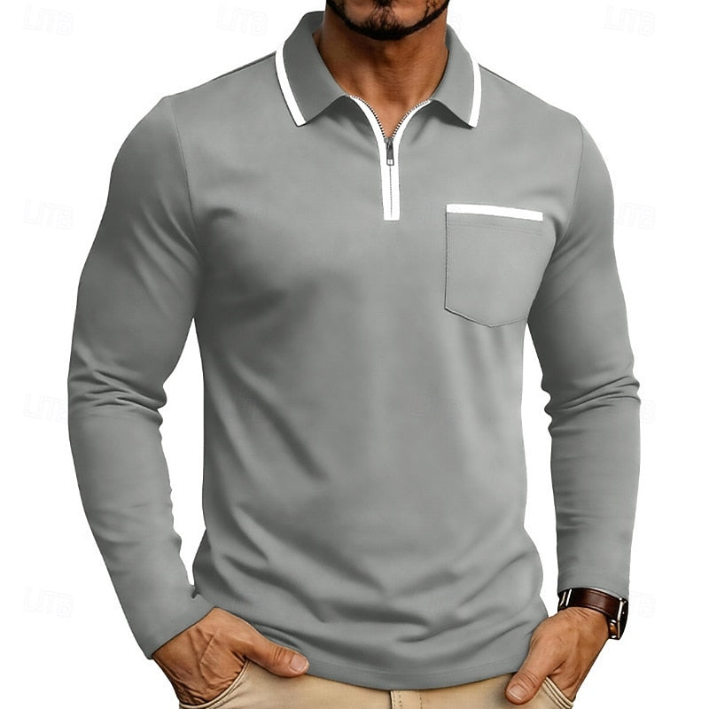 Sheldon | Quarter-Zip Long Sleeve Polo Shirt
