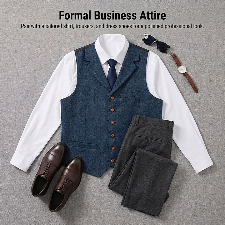 Everard | Herringbone Single-Breasted Vest