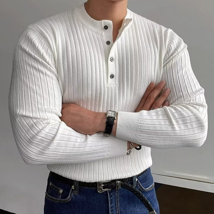 Quentin | Ribbed Henley Sweater