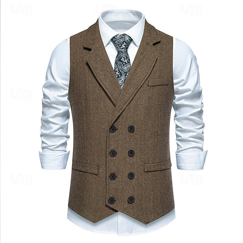 Rupert | Double-Breasted Herringbone Vest