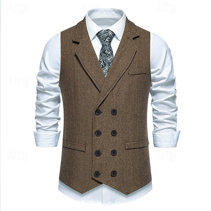 Rupert | Double-Breasted Herringbone Vest