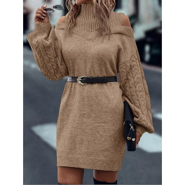 Thalia | Cold-Shoulder Turtleneck Sweater Dress