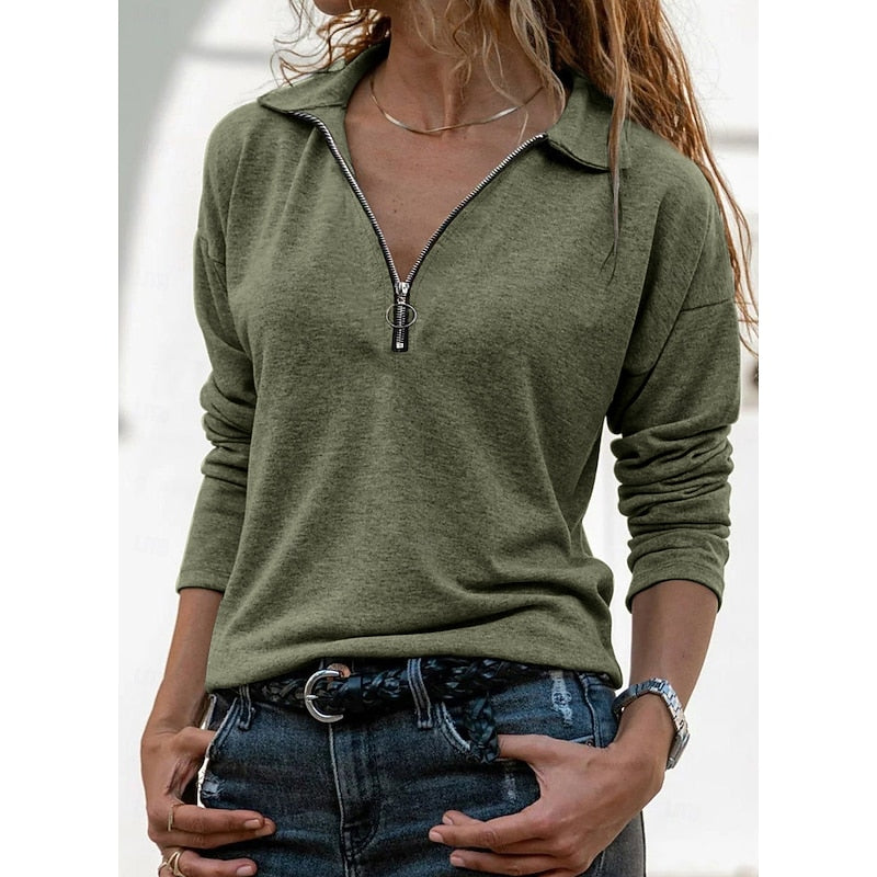 Elodie | Relaxed Quarter-Zip Collared Top