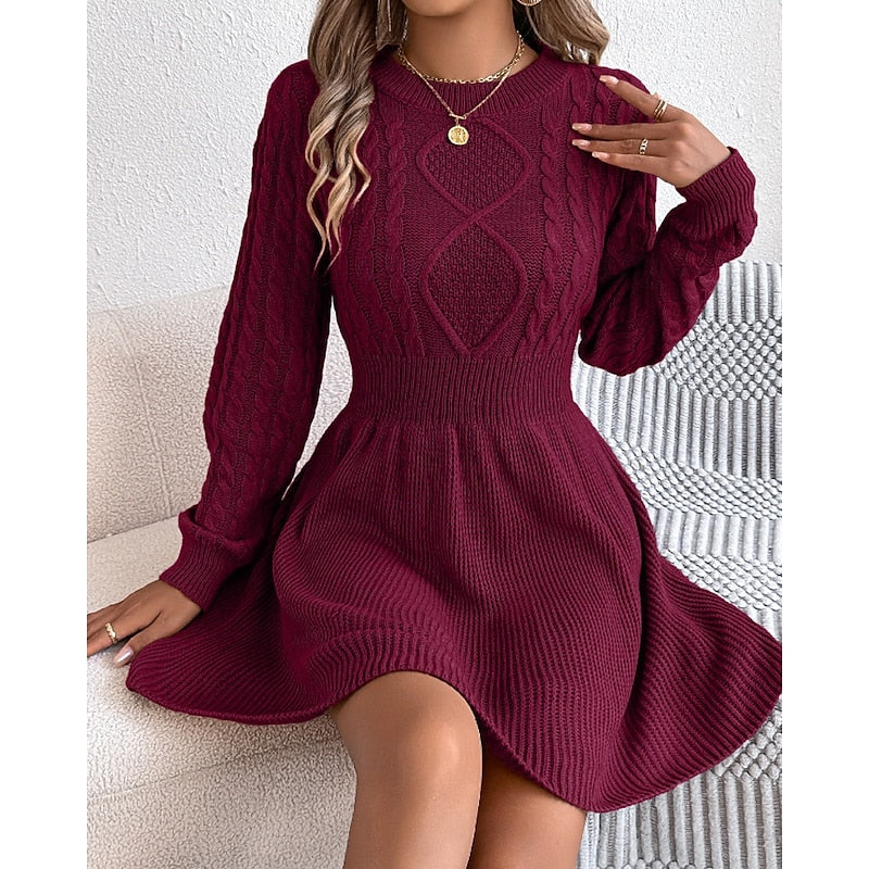 Winifred | Cable-Knit Christmas Sweater Dress