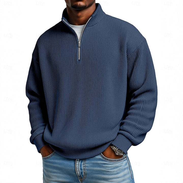 Gareth | Ribbed Quarter-Zip Pullover