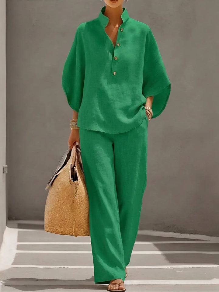 Vienna | Elegant Wide Leg and Collar 2 Piece Set