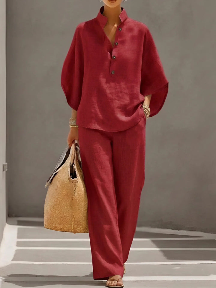 Vienna | Elegant Wide Leg and Collar 2 Piece Set
