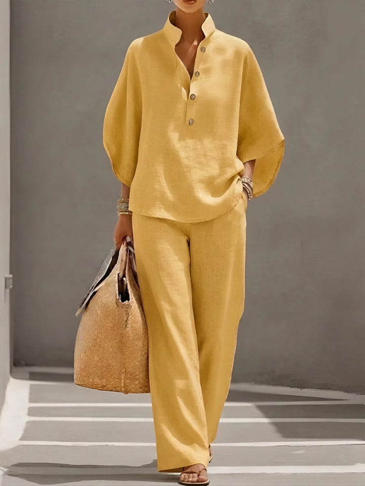 Vienna | Elegant Wide Leg and Collar 2 Piece Set