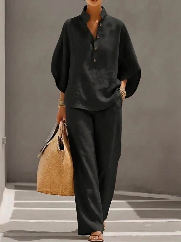 Vienna | Elegant Wide Leg and Collar 2 Piece Set