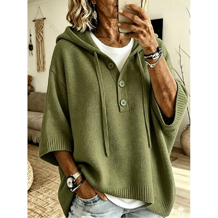 Juliana | Relaxed Hooded Button Sweater