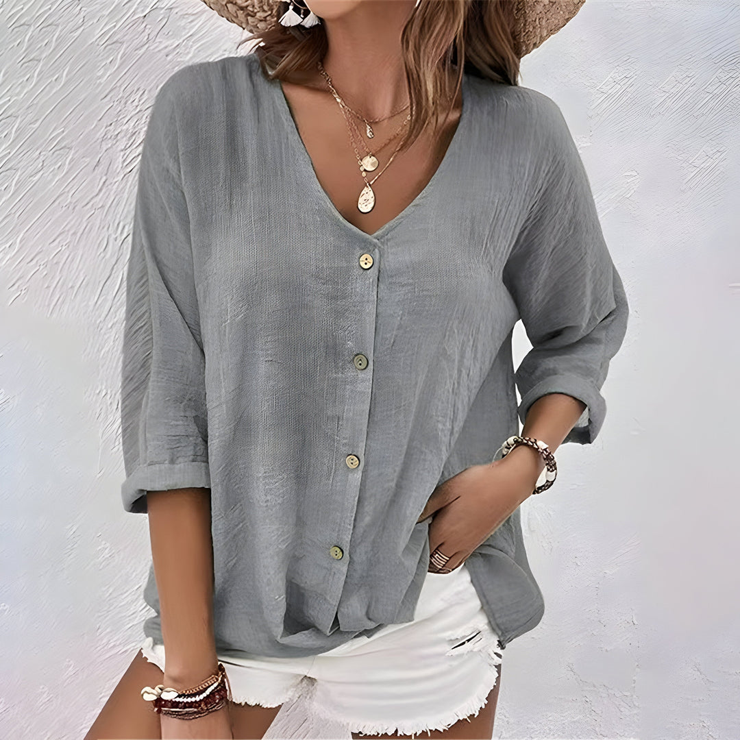 Giana | Casual Relaxed Button-Up Blouse