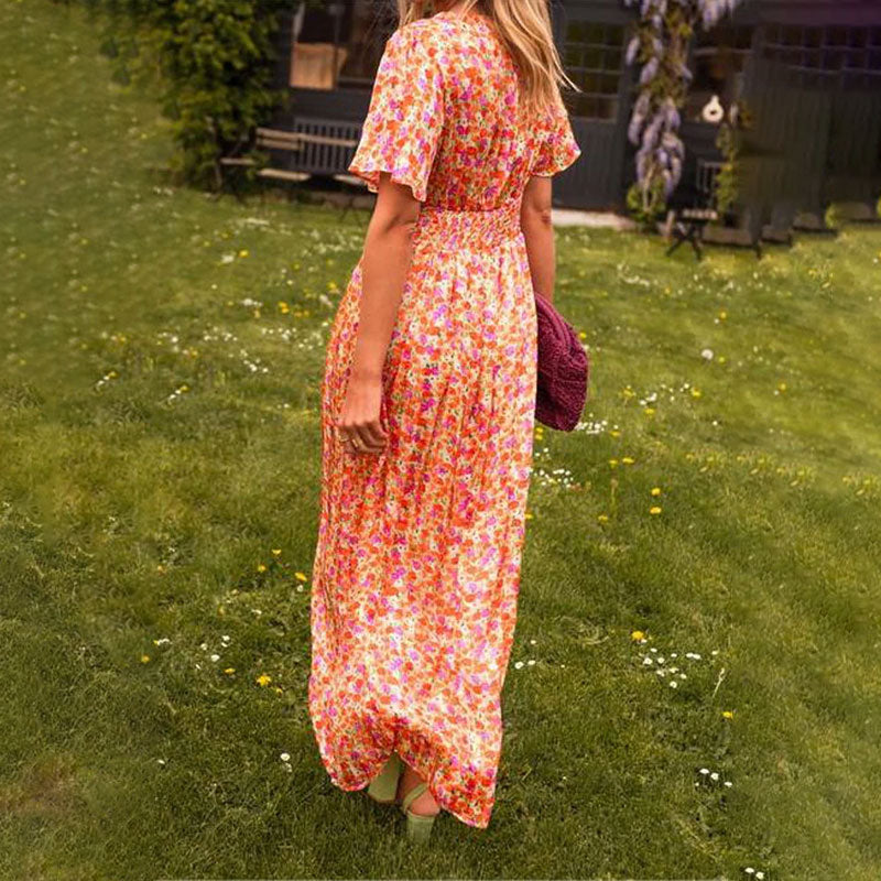 Emily | Classic V-Neck Floral Dress
