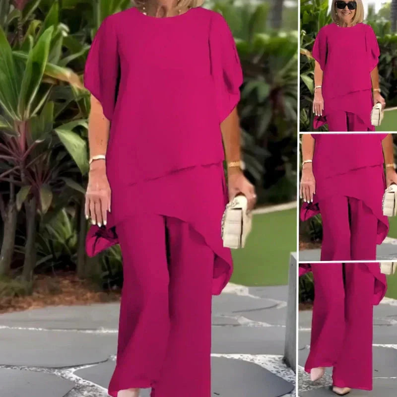 Valeria | Elegant Draped Palazzo Pants Set