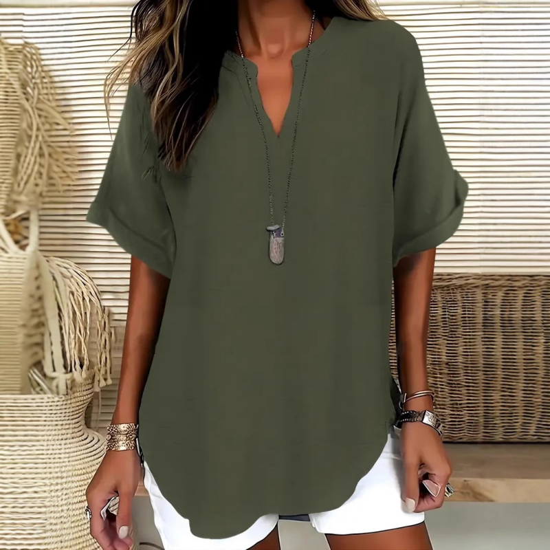 Daniela | Stylish Mid Sleeve V-Neck Blouse
