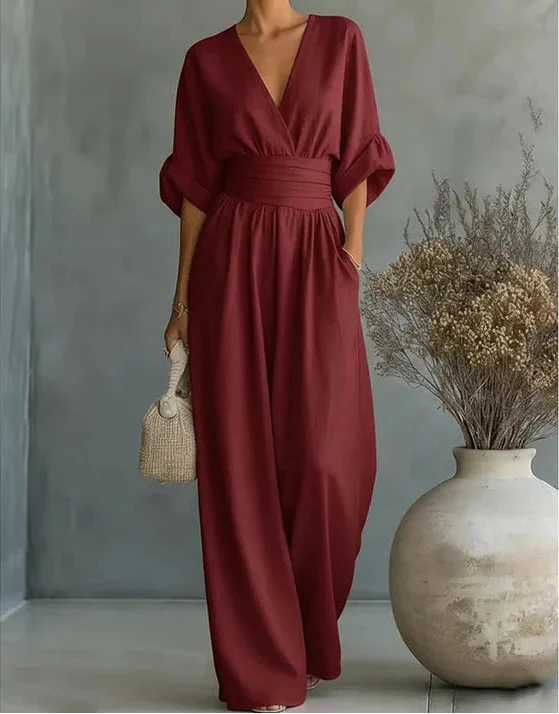 Daniela | Elegant V-neck Long Sleeve Jumpsuit