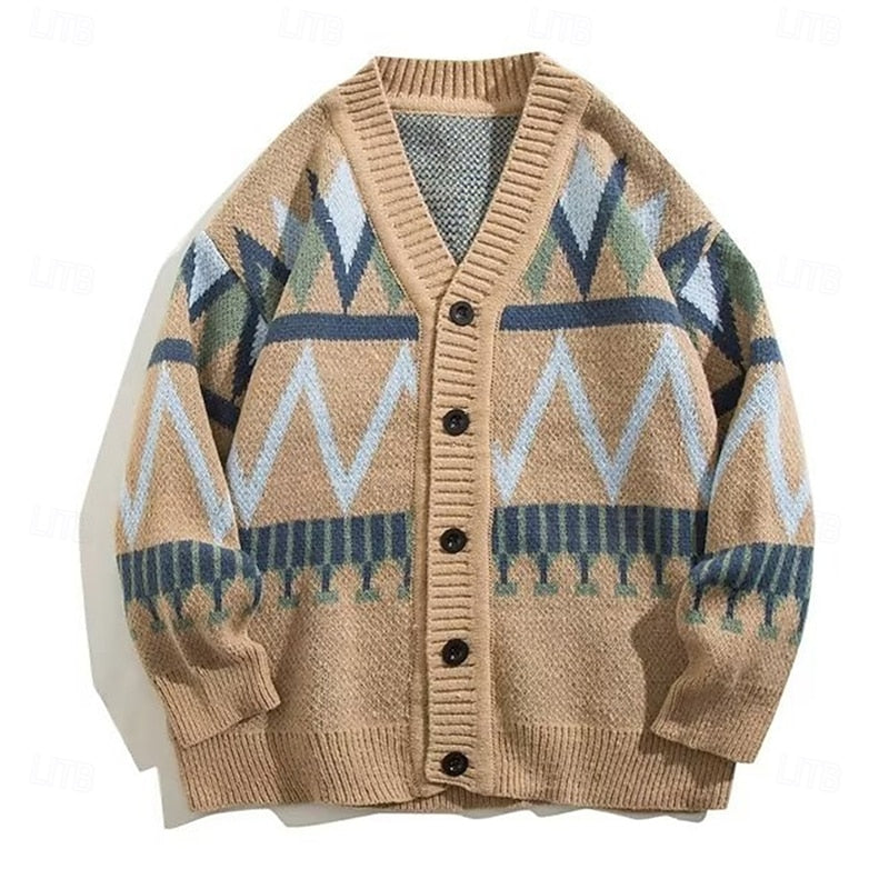 Otis | Christmas Patterned V-Neck Cardigan